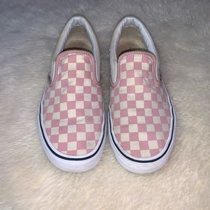 VANS Light Pink Checkered Slip Ons